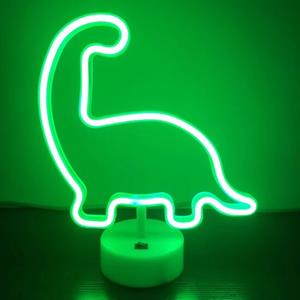 Groenovatie LED Neon Tafellamp Dino, Op Batterijen en USB, 20x10x29cm, Groen