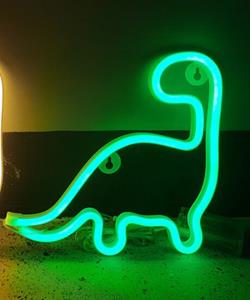 Groenovatie LED Neon Wandlamp Dino, Op Batterijen en USB, 23x23x2cm, Groen