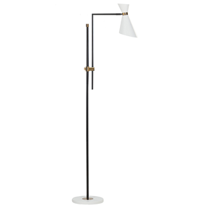beliani Stehlampe Weiß / Schwarz 155 bis 180 cm Elegant Modern Verstellbar für Wohnzimmer Schlafzimmer Flur - Weiß