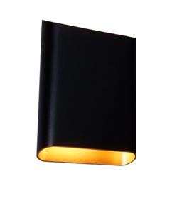 Artdelight Diaz Large - wandverlichting - 4 x 14,5 x 20 cm - 2 x 6W LED incl. - IP65 - zwart met goud
