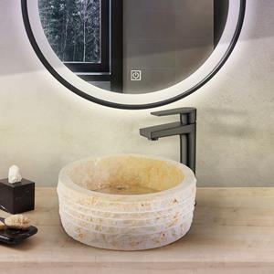 Creavit Aloni Marmeren 'Alur' Waskom Met Gepolijste Binnenzijde - Crème 40x15 Cm