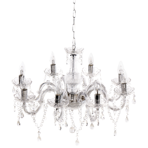beliani Kronleuchter Transparent Metall 8-flammig mit Kristallen aus Acrylglas Venezianischer Glamour Stil Wohnzimmer Esszimmer Beleuchtung Ausstattung