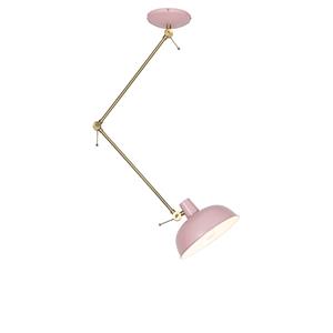 QAZQA Retro plafondlamp roze met brons - Milou