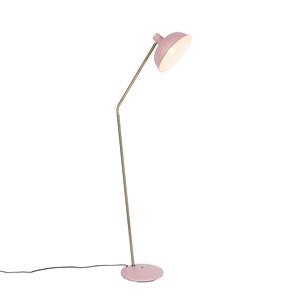 QAZQA Retro vloerlamp roze met brons - Milou