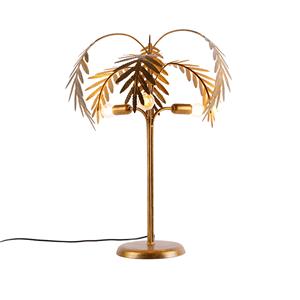 qazqa Art Deco Tischlampe Gold 3-Licht - Botanica - Gold/Messing