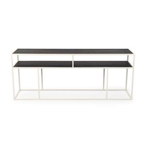 STALUX Side-table Teun 150cm - wit / zwart eiken