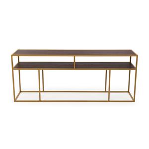 STALUX Side-table Teun 200cm - goud / bruin hout