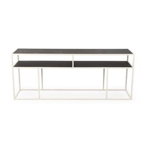STALUX Side-table Teun 200cm - wit / zwart marmer