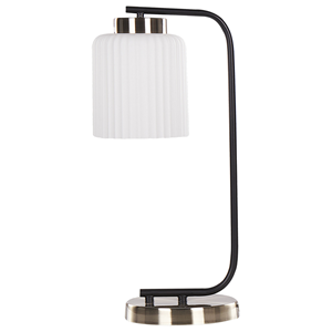 Beliani - Tischlampe Metall und Glas schwarz / messingfarben / weiß modern elegant Caudelo - Schwarz