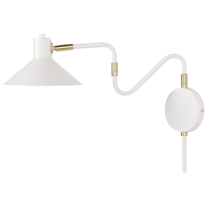 beliani Wandlampe Weiß / Gold aus Metall Kegelform Verstellbar Glamour Style für Wohnzimmer Schlafzimmer Flur - Weiß