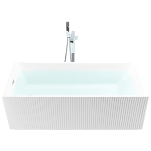 beliani Freistehende Badewanne 1690 x 800 cm weiß geriffelte Oberfläche rechteckig Gocta - Weiß