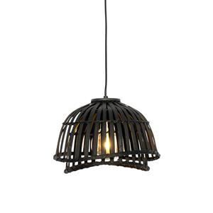 QAZQA Oosterse hanglamp zwart bamboe 30 cm - Pua