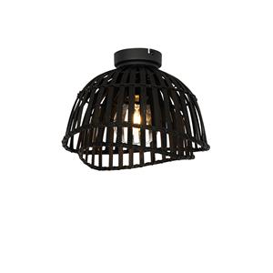 QAZQA Oosterse plafondlamp zwart bamboe 30 cm - Pua