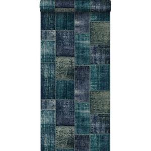 Origin Wallcoverings Behang Kelim Patchwork Smaragd Groen