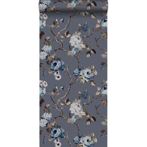 Origin Wallcoverings Behang Bloemen Vintage Blauw En Taupe