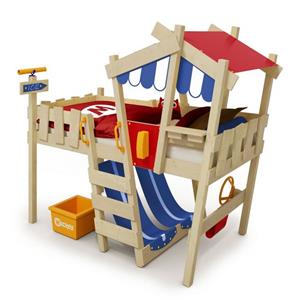 Wickey Kinderbett Crazy Hutty - Spielbett 90 x 200 cm, Etagenbett (Holzpaket aus Pfosten und Brettern, Spielbett für Kinder), massivholzbett