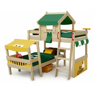 Kinderbett Etagenbett CrAzY Trunky mit Rutsche Hochbett, 90 x 200 cm Hausbett - grün/gelb - Wickey