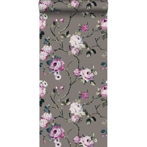 Origin Wallcoverings Behang Bloemen Taupe En Lila Paars - 347430