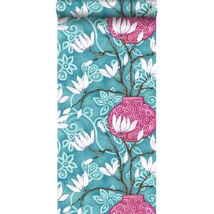 Origin Wallcoverings Behang Magnolia Turquoise En Roze - 346925