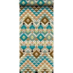 ESTAhome Xxl Behang Aztec-motief Turquoise, Beige En Zeegroen