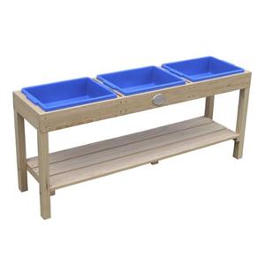 Sand und Wassertisch aus Holz Sandtisch / Matschtisch / Wasserspieltisch mit 3 Behältern & Ablagefläche 124 x 50 cm - Braun - AXI