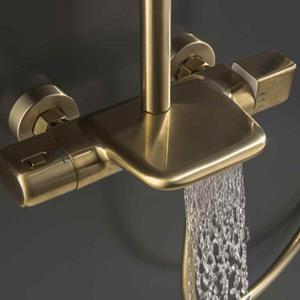 kroos Wasserfall-Thermostat-Wannen- und Duschsäule - Vergoldet gebürstet