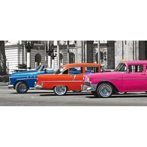 Sanders & Sanders Poster Vintage Auto's Blauw, Oranje En Roze