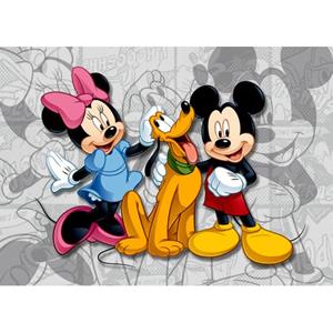 Disney Poster Minnie & Mickey Mouse Grijs, Roze En Rood - 600645