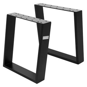 ML-Design 2er Set Tischbeine 80GRAD Neigung, 40x43 cm, Schwarz, aus Stahl, Profil 8x2 cm, Tischkufen Tischgestell Tischuntergestell Möbelfüße für
