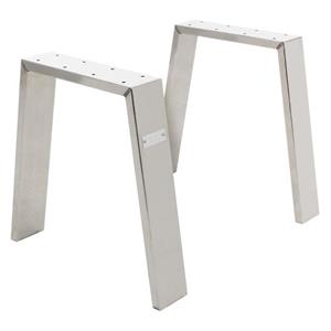 2x Tischbeine Loft, 44x42 cm, Profil 8x2 cm, Silber, aus Stahl - Ml-design
