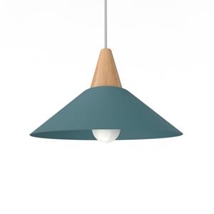 LUMICOM Funnel Hanglamp, 1x E27, Metaal, Blauw Mediterraan, D.25cm