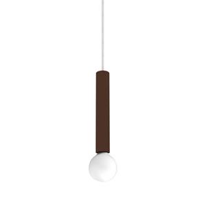 LUMICOM Puro Hanglamp, 1x E27, Metaal, Bruin Corten, D.4cm H.30cm