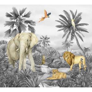 Sanders & Sanders Fotobehang Jungle Dieren Grijs - 601186