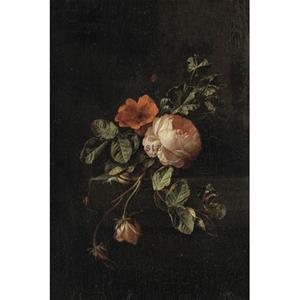 ESTAhome Fotobehang Bloemstilleven Donker Rood En Zwart - 158884