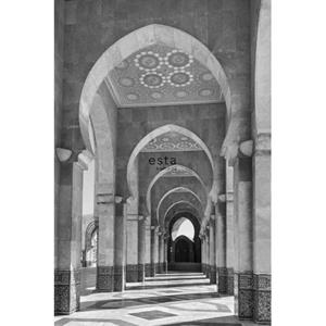 ESTAhome Fotobehang Marrakech Riad Galerij Zwart Wit - 158824