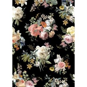 ESTAhome Fotobehang Vintage Bloemen Multicolor Op Zwart - 159218