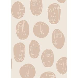 ESTAhome Fotobehang Line Art Gezichten Beige - 159252