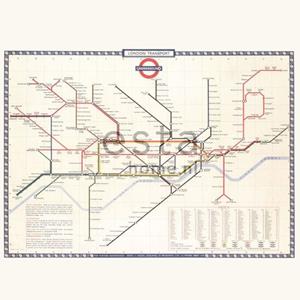 ESTAhome Fotobehang London Transport Map Beige, Rood En Blauw