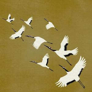 Origin Wallcoverings Fotobehang Kraanvogels Okergeel - 357236