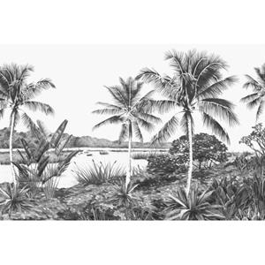 Origin Wallcoverings Fotobehang Landschap Met Palmen Zwart Wit