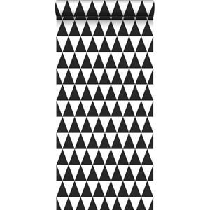 ESTAhome Behang Grafische Driehoeken Zwart En Mat Wit - 128845