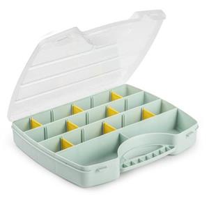 PlasticForte Koffertje/opbergdoos/sorteerbox - 13-vaks - Mintgroen