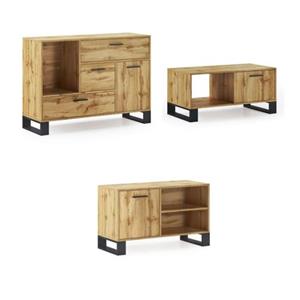 Skraut Home  Furniture Set, Loft -model, 120x40x86, 91.5x50x45, 950x40x57cm, Rustieke Eik