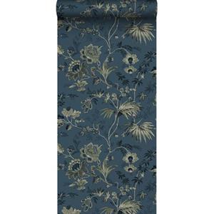 ESTAhome Behang Vintage Bloemen Donkerblauw En Olijfgroen