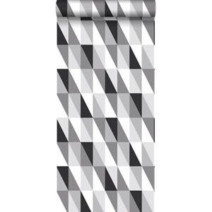 ESTAhome Behang Grafische Driehoeken Zwart, Grijs En Wit - 139121
