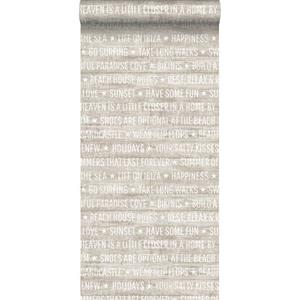 ESTAhome Behang Zomerse Quotes Donker Beige - 148640