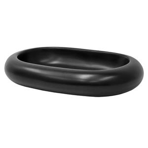 Waschbecken Ovalform ohne Überlauf 65x45x11 cm Schwarz aus Keramik ML-Design