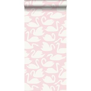 Origin Wallcoverings Behang Zwanen Glanzend Roze En Wit - 347708