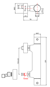 Light Serie LIQ168EST externe thermostatische Brausebatterie mit Durchflussbegrenzer ecostop Messing - Steel looking - Paffoni