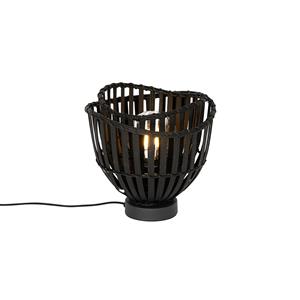 QAZQA Oosterse tafellamp zwart bamboe - Pua
